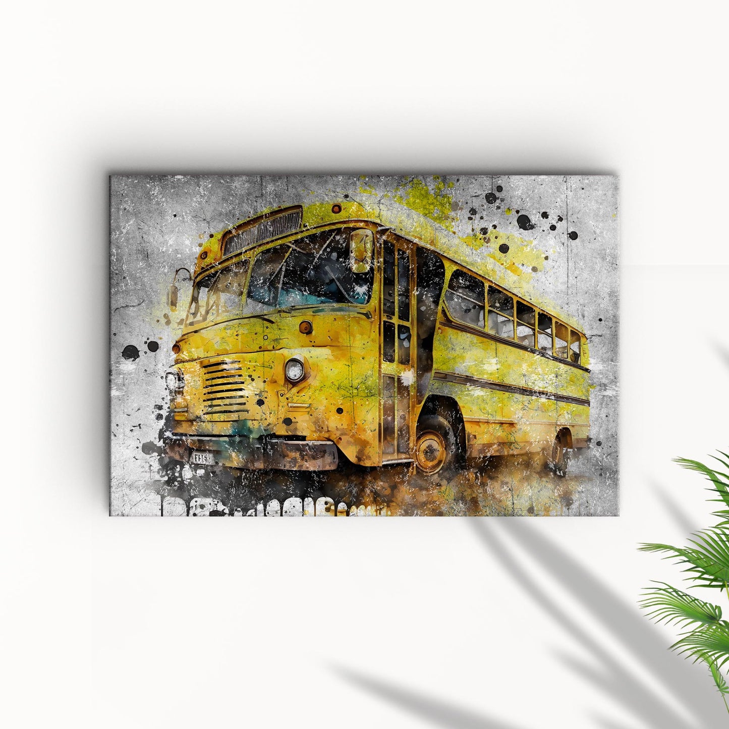 Grunge Expedition  Bus in Grunge Canvas Wall Art