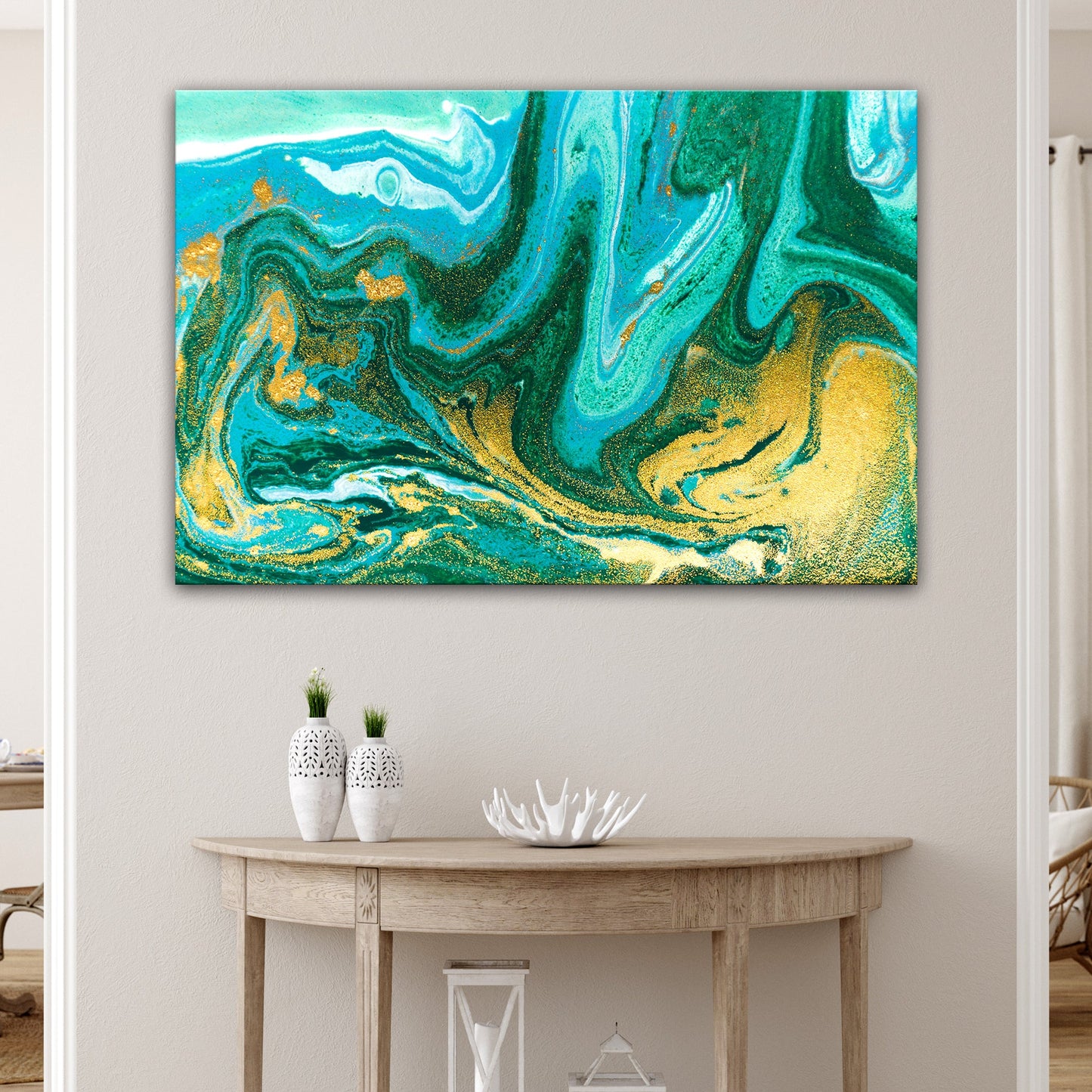 Blossoming Waves Abstract Sea-Inspired Canvas Art