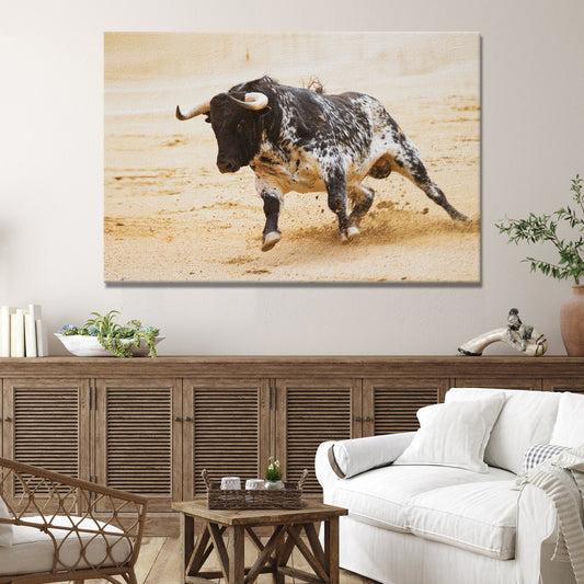 Wall Street Power Charging Bull Canvas Wall Art