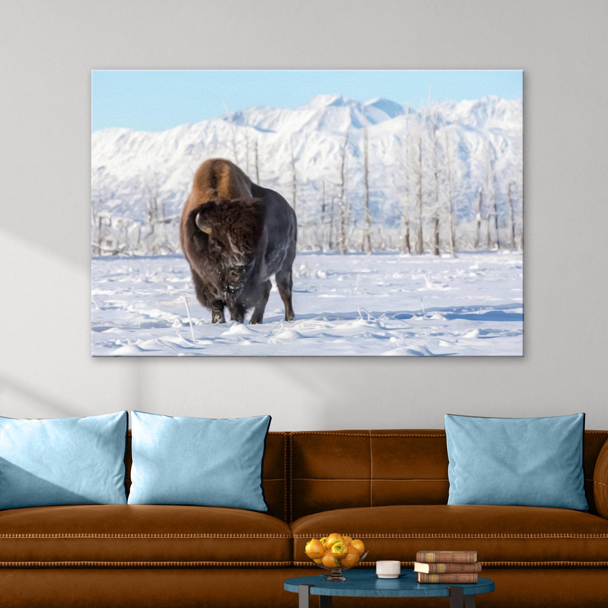 Winter Bison Dreams Canvas Wall Art