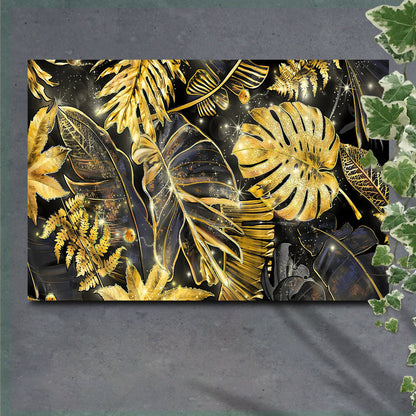 Tropical Gold Leaves Canvas Wall Art