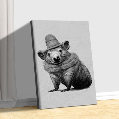 Wombat on Black Canvas Wall Art in the Woods