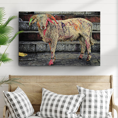 Splash of Wool Colored Sheep In Paint Splash Canvas Wall Art