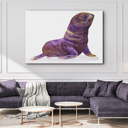 Watercolor Baby Seal in Canvas Wall Art