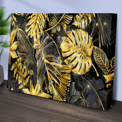 Tropical Gold Leaves Canvas Wall Art