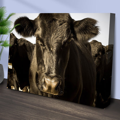 Angus Bull Silhouette in Black Canvas Wall Art