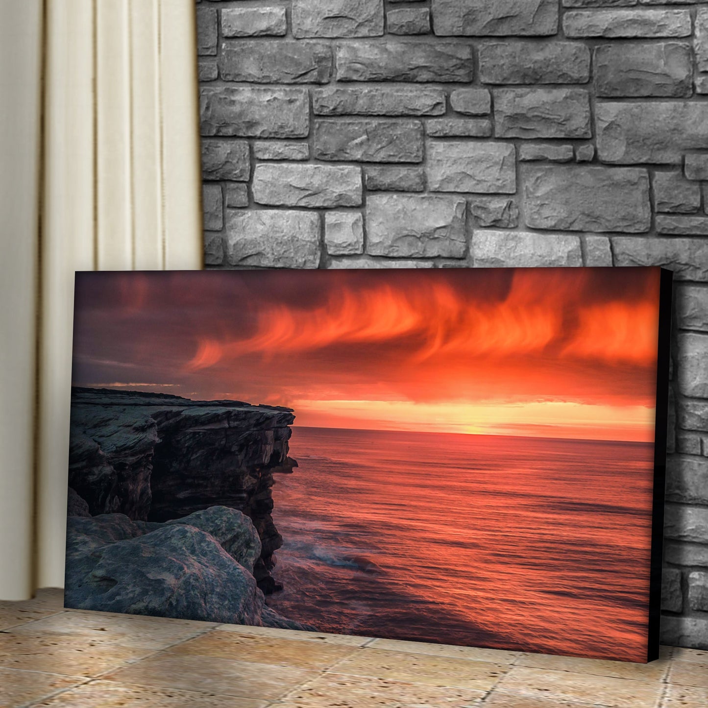 Twilight Majesty Cliff Coast and Dark Sky Canvas Wall Art