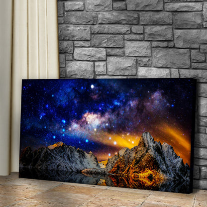 Alpine Nightfall  Blue and Orange Night Sky Canvas Wall Art