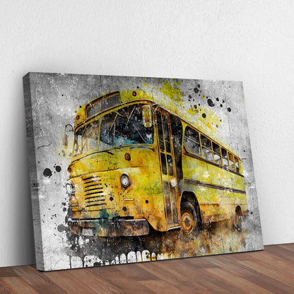 Grunge Expedition  Bus in Grunge Canvas Wall Art