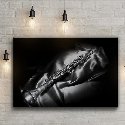 Monochromatic Melodies Clarinet Monochrome Canvas Wall Art