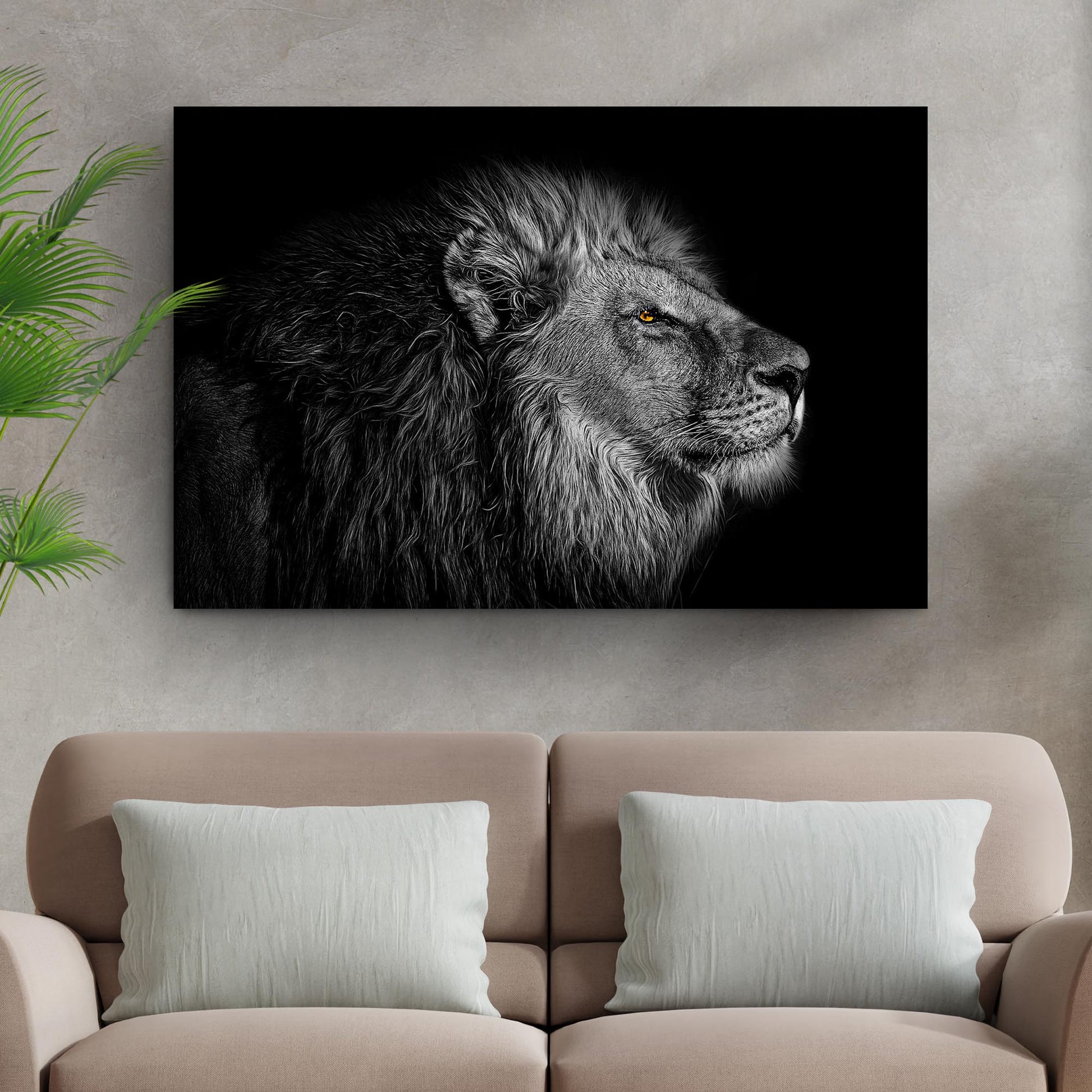 Lion's Monochrome Majesty Canvas Wall Art