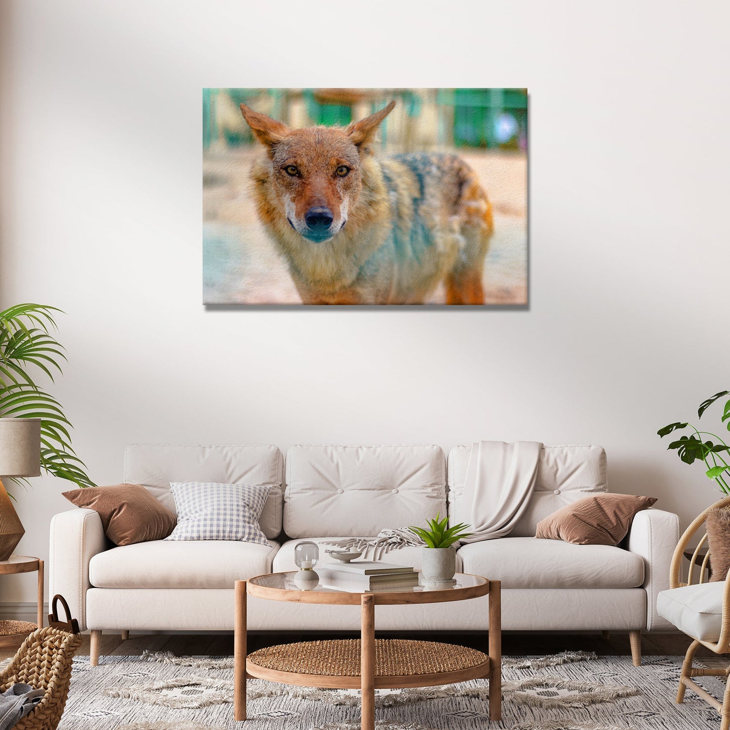 Dreamy Coyote in the Woods Canvas Wall Art