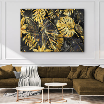 Tropical Gold Leaves Canvas Wall Art