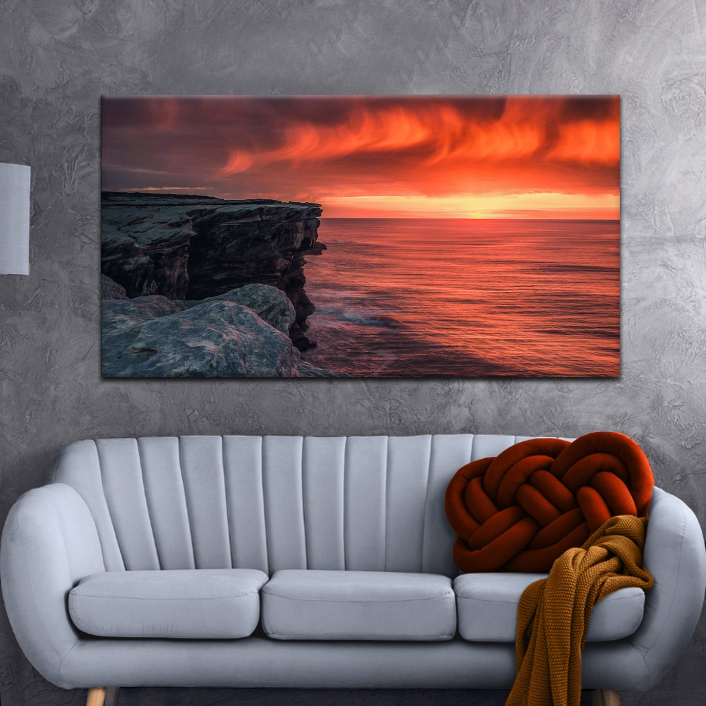 Twilight Majesty Cliff Coast and Dark Sky Canvas Wall Art