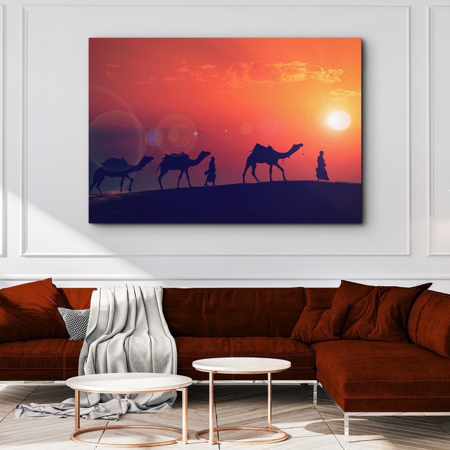Sunset Journey  Camel Journey at Sunset Canvas Wall Art