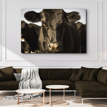 Angus Bull Silhouette in Black Canvas Wall Art