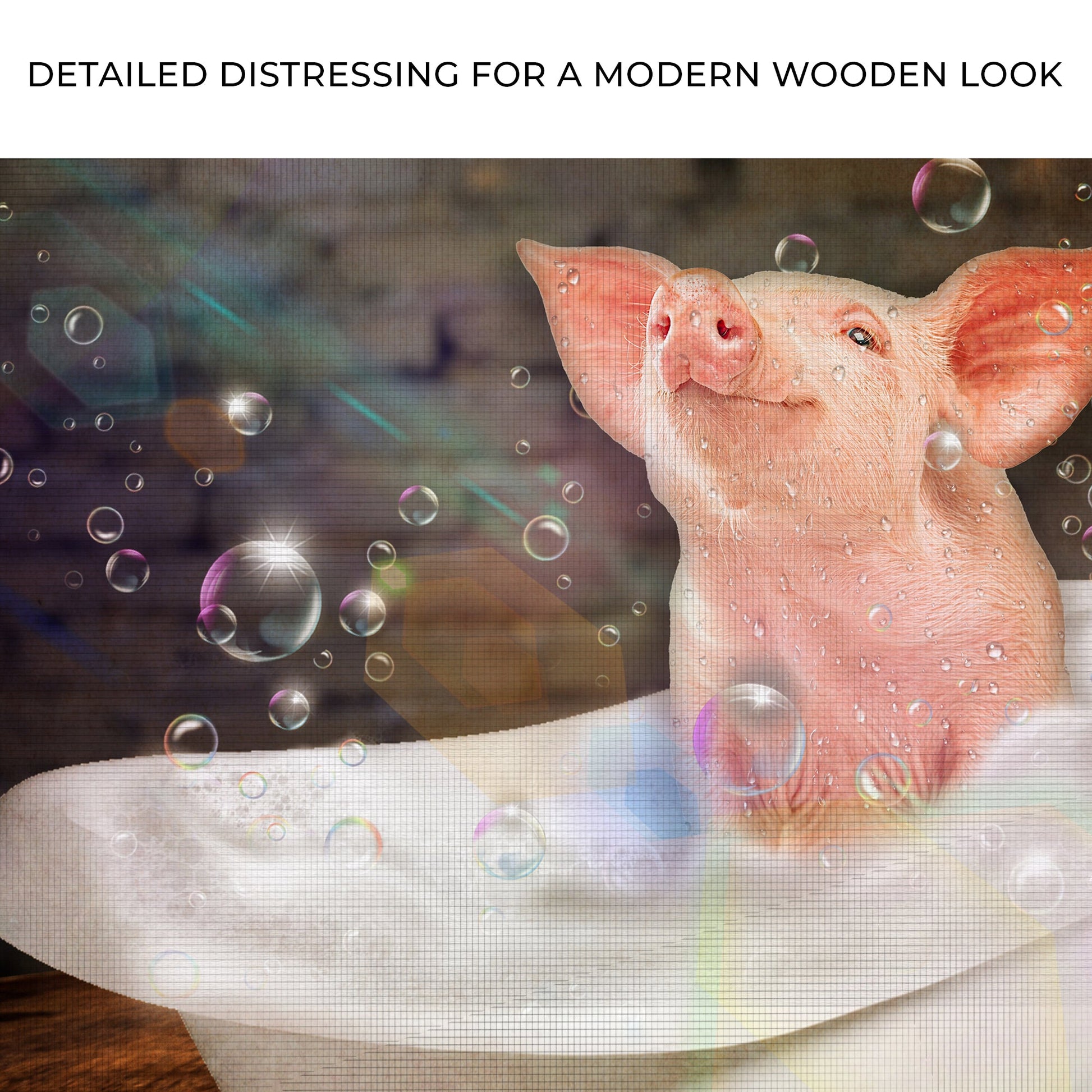 Spa Day Serenity  Bubble Bath Pig in Tub Canvas Wall Art