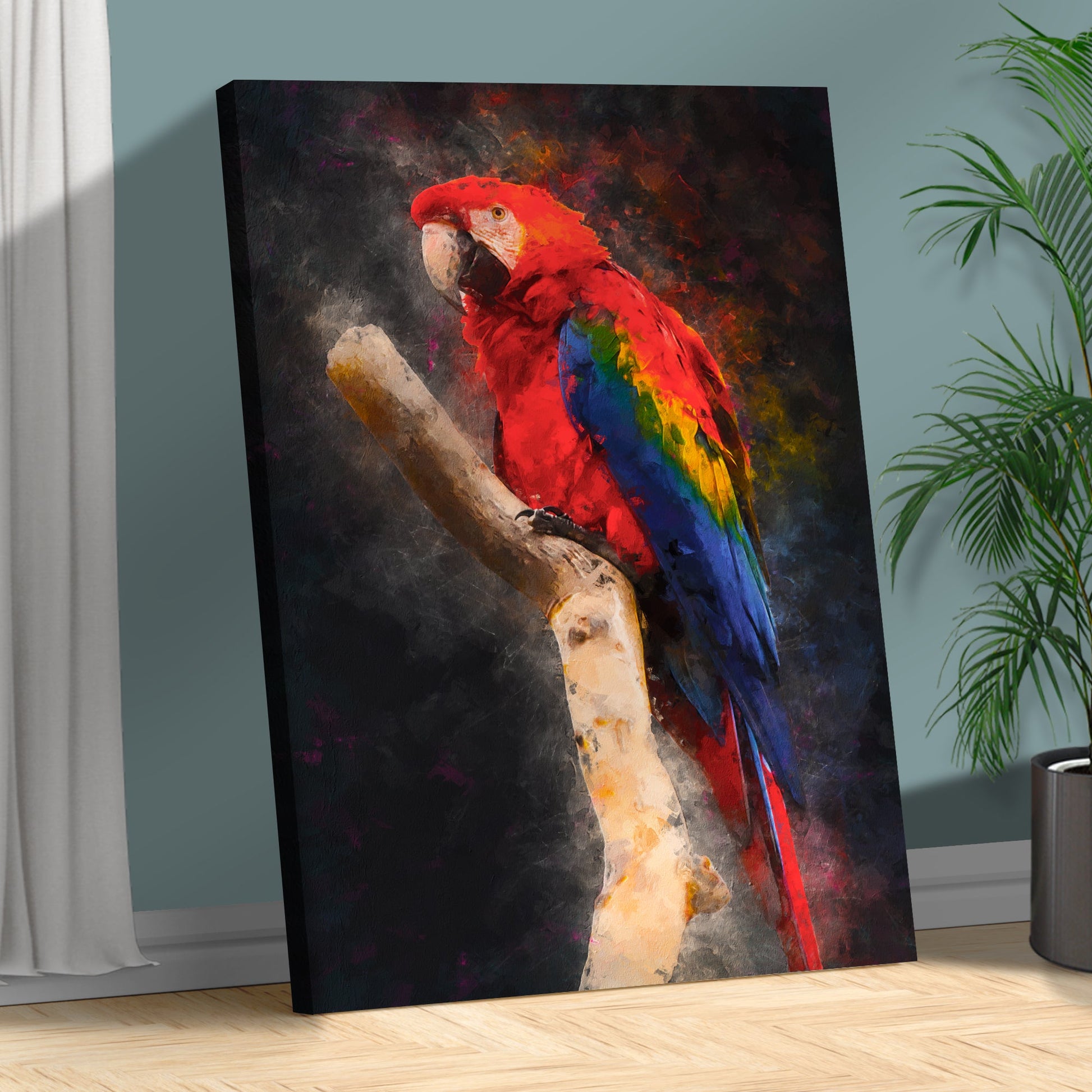 Parrot in Colorful Abstraction  Wall Art on Canvas