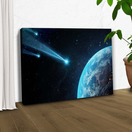 Cosmic Collision Comets Headed To Earth Canvas Wall Art