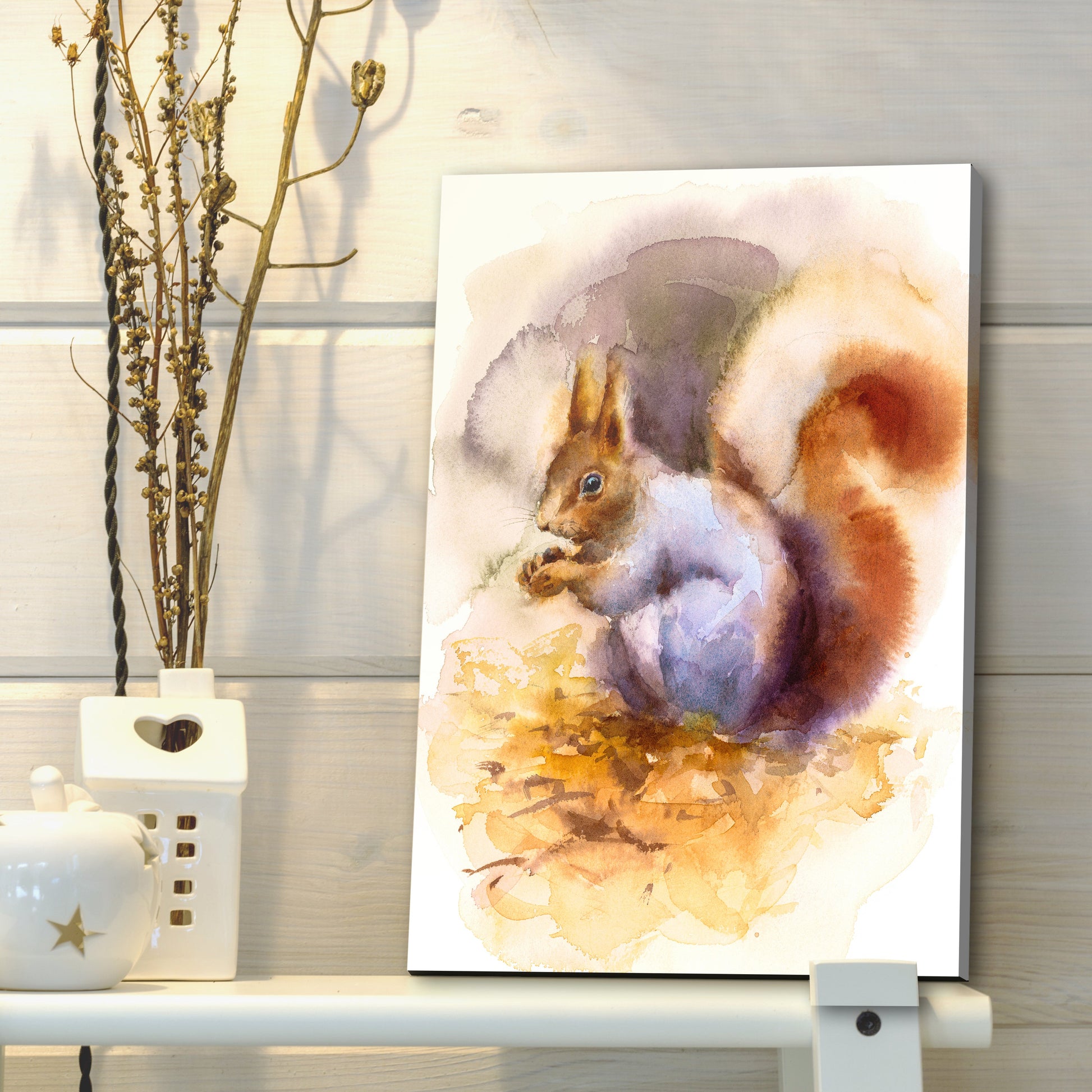 Squirrel's Watercolor Tale  Canvas Wall Art II