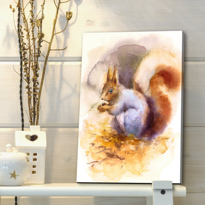 Squirrel's Watercolor Tale  Canvas Wall Art II