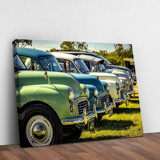 Vintage Wheels Showcase Classic Car Vintage Lineup Canvas Wall Art