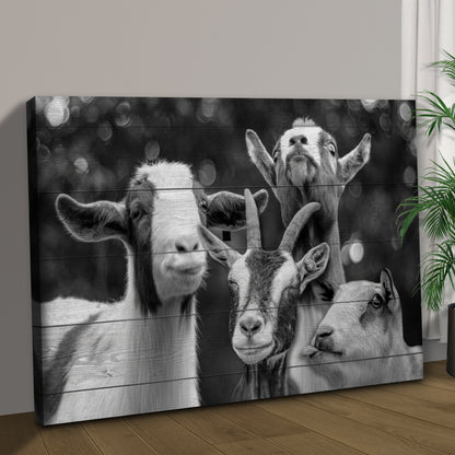 Joyful Pasture Cheerful Goats Canvas Wall Art