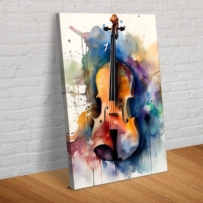 Watercolor Sonata Cello Watercolor Canvas Wall Art