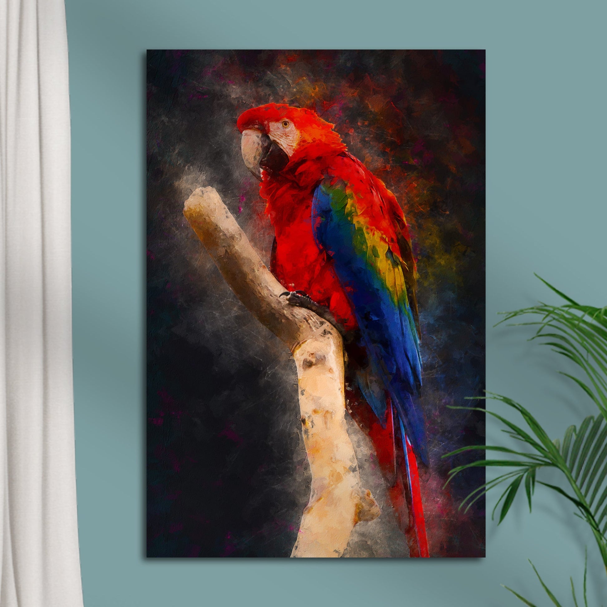 Parrot in Colorful Abstraction  Wall Art on Canvas