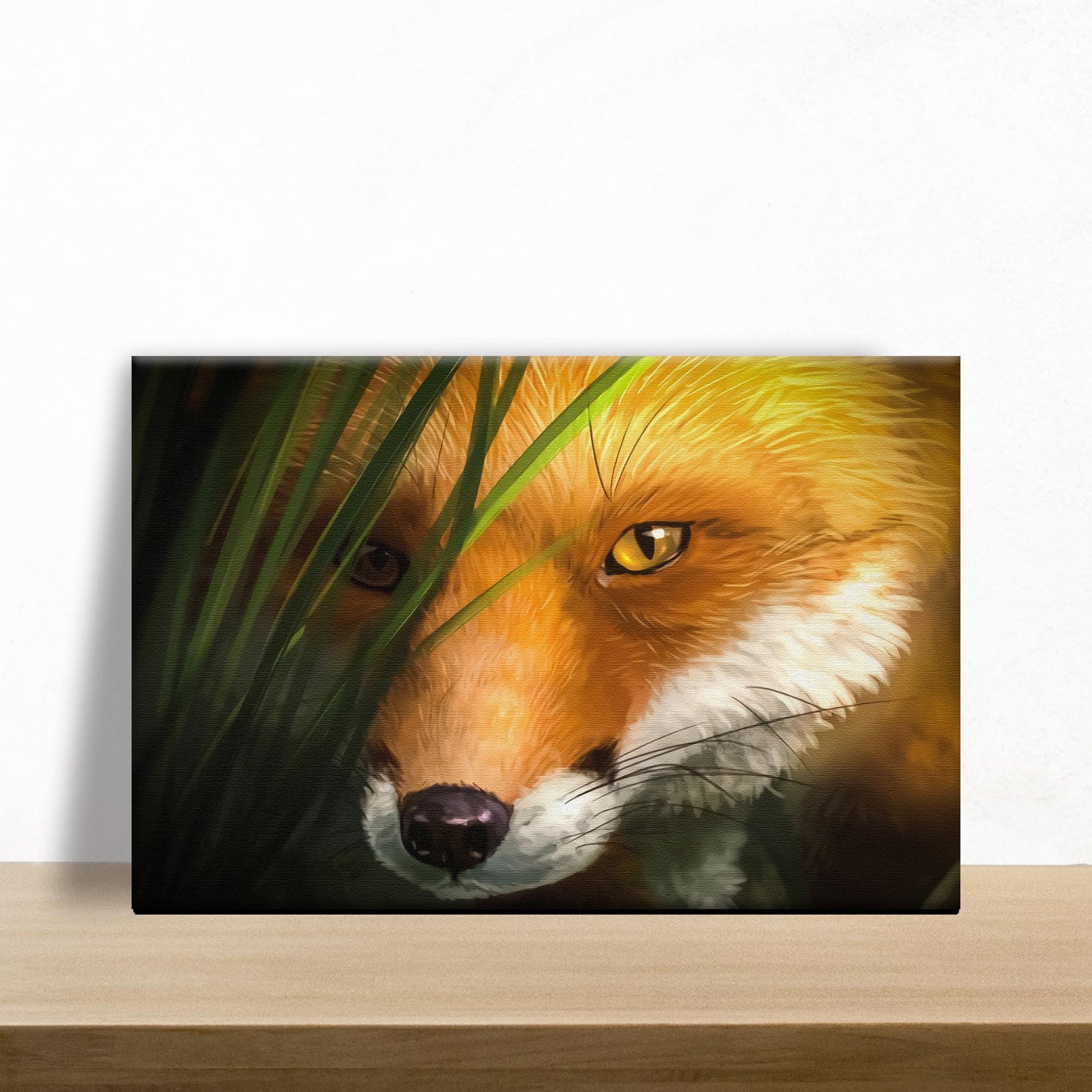 Amber-Eyed Woodland Fox  Canvas Wall Decor