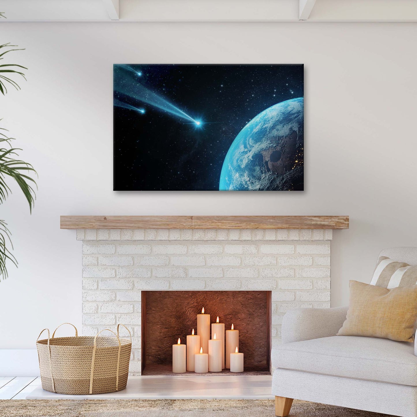 Cosmic Collision Comets Headed To Earth Canvas Wall Art