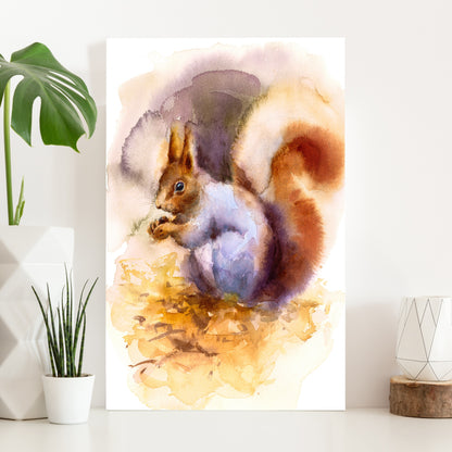 Squirrel's Watercolor Tale  Canvas Wall Art II