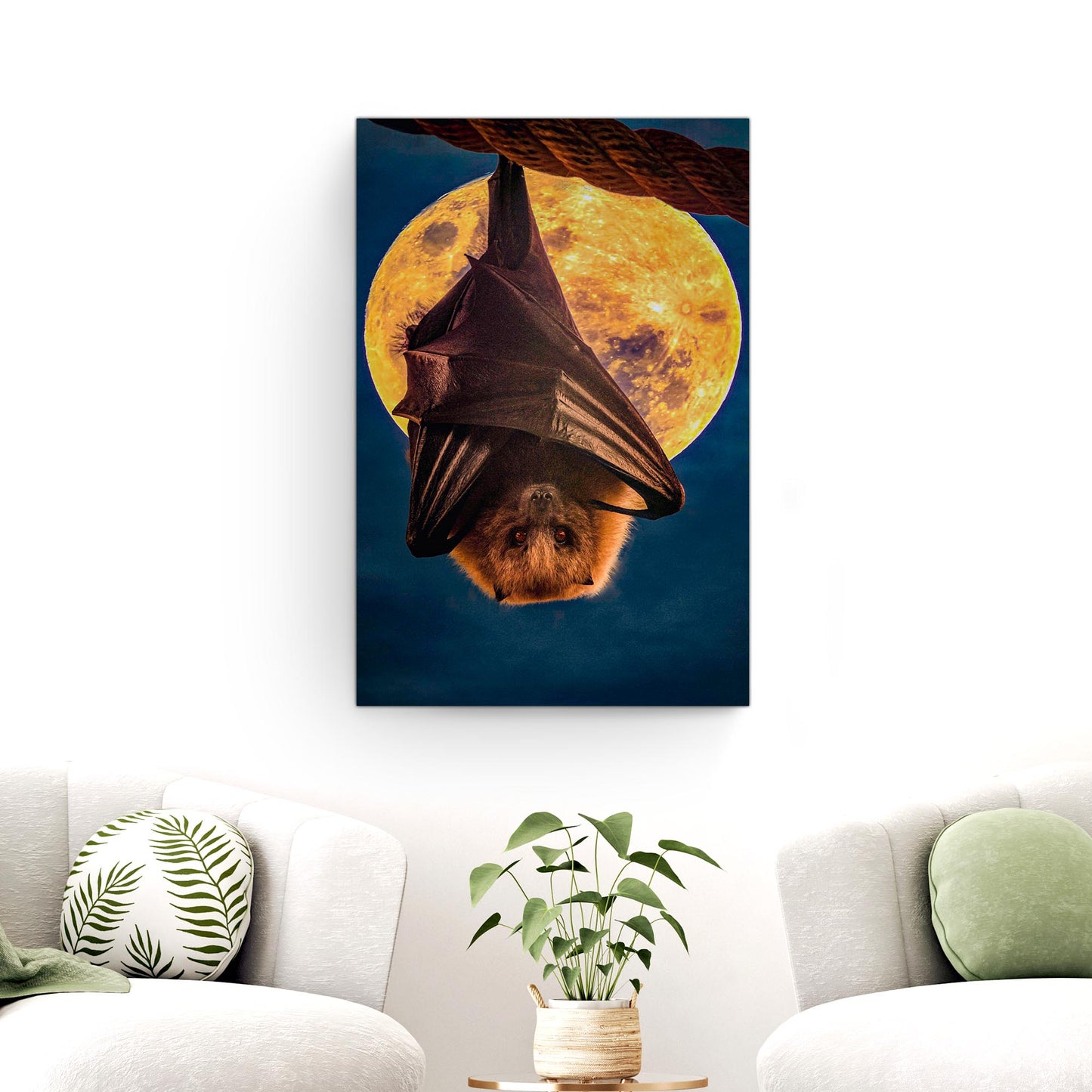 Forest-Dwelling Bat Hanging Canvas Décor