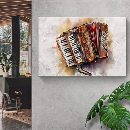 Accordion in Serene Watercolor Wall Art with Flowing Elegance