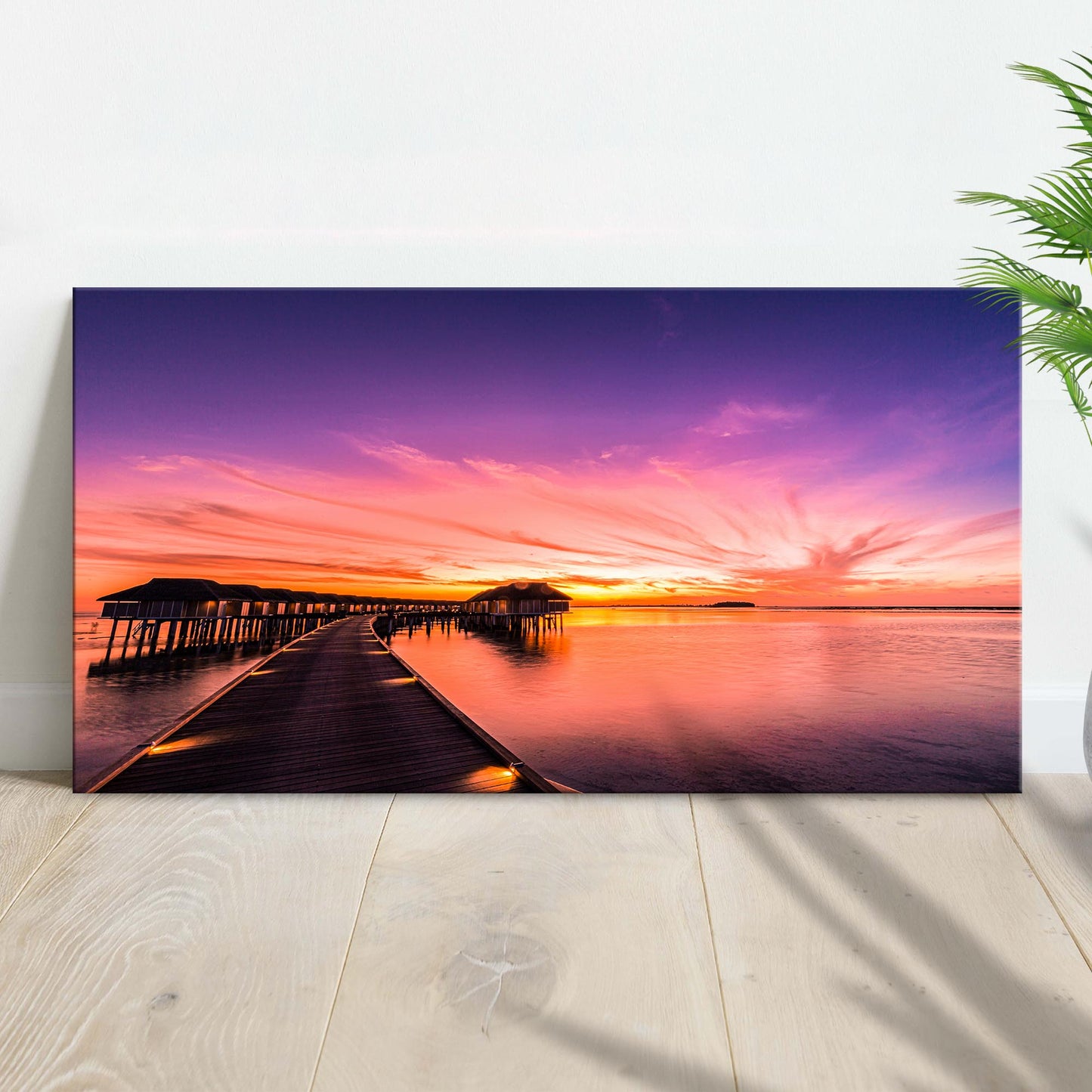 Sunset Bliss at the Beach  Calm Beach Sunset Canvas Wall Art