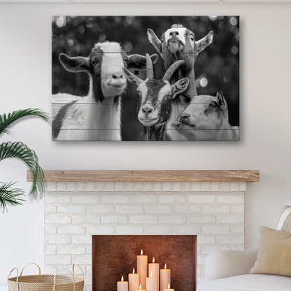 Joyful Pasture Cheerful Goats Canvas Wall Art
