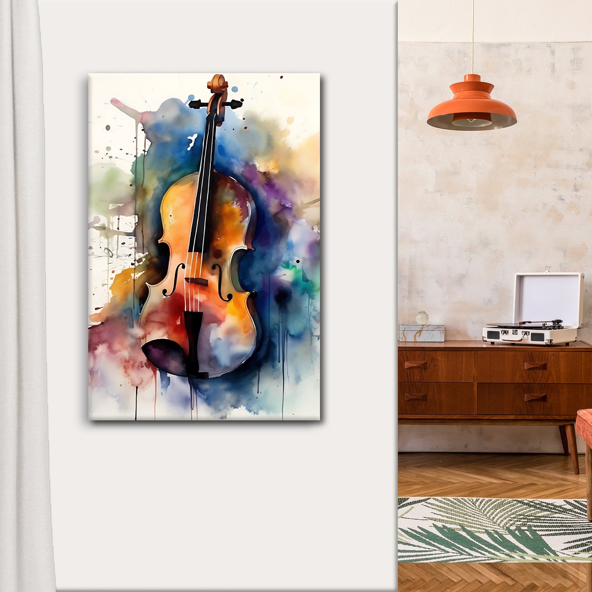 Watercolor Sonata Cello Watercolor Canvas Wall Art