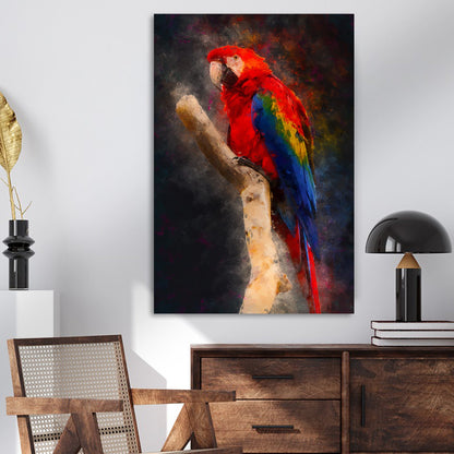 Parrot in Colorful Abstraction  Wall Art on Canvas