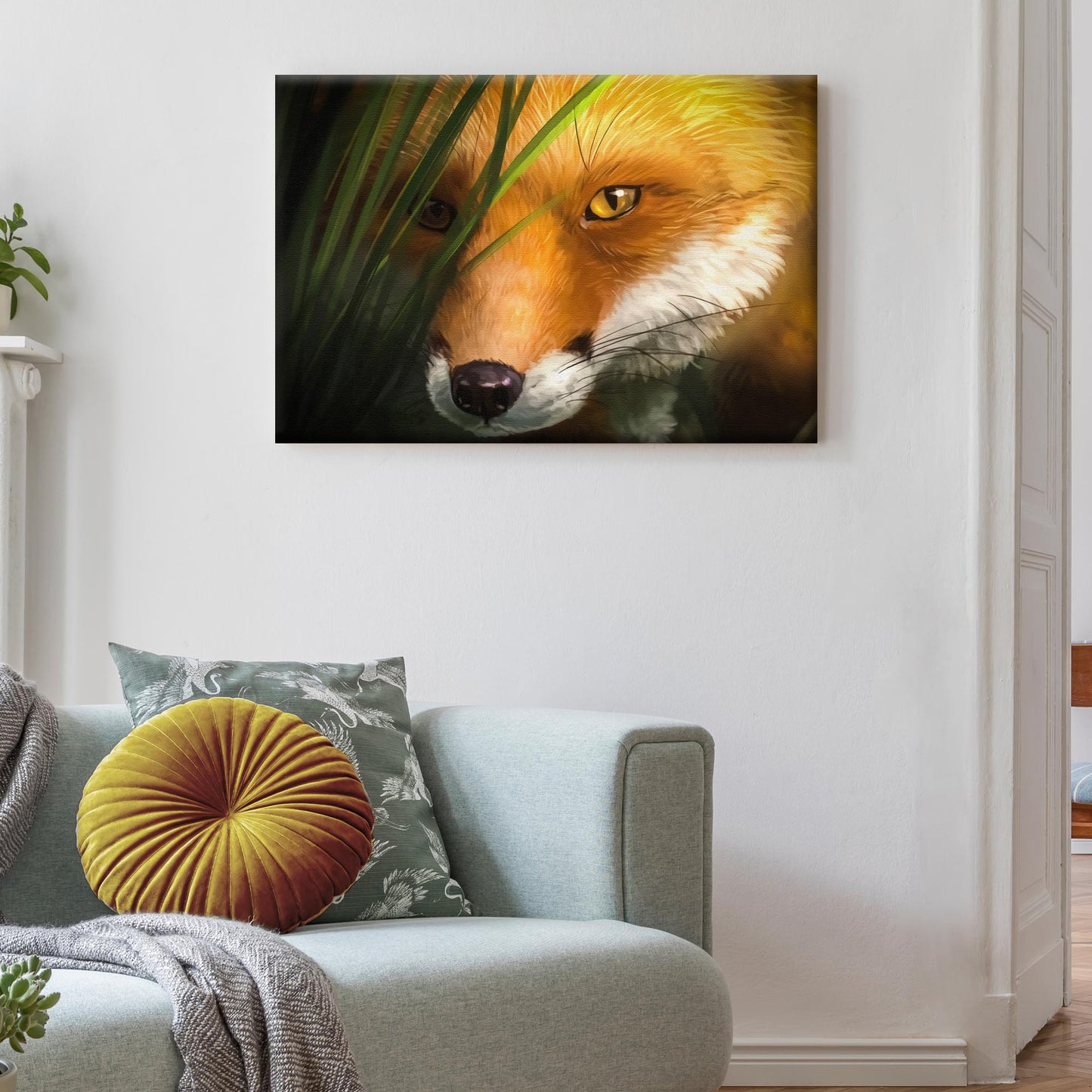 Amber-Eyed Woodland Fox  Canvas Wall Decor