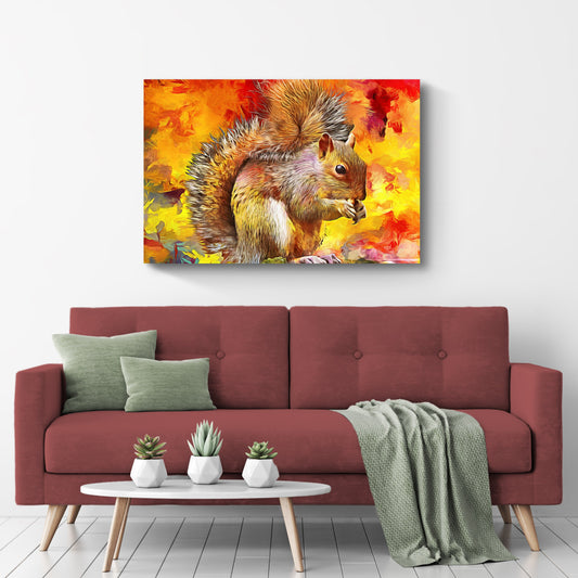 Watercolor Squirrel  Canvas Wall Art from the Woods