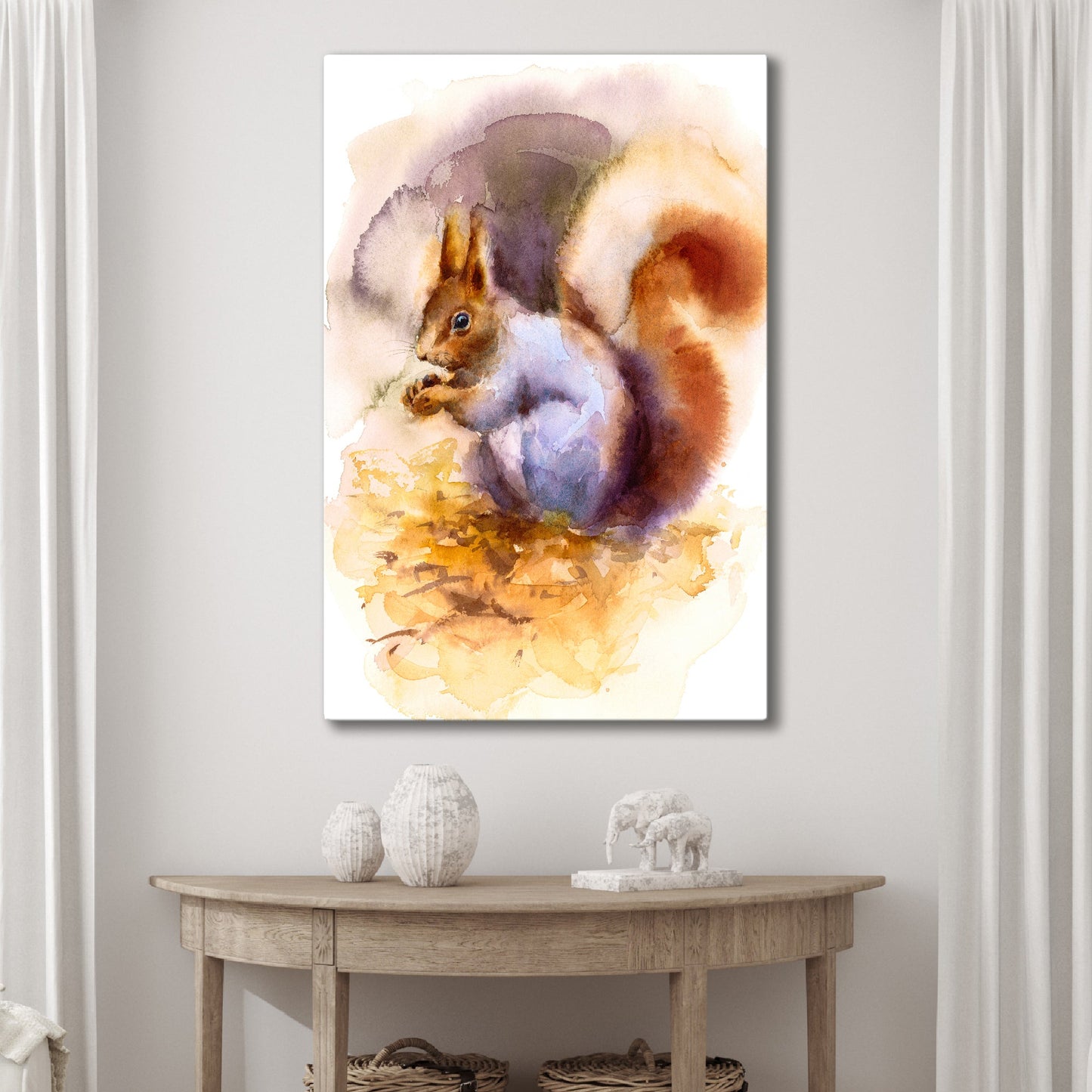 Squirrel's Watercolor Tale  Canvas Wall Art II