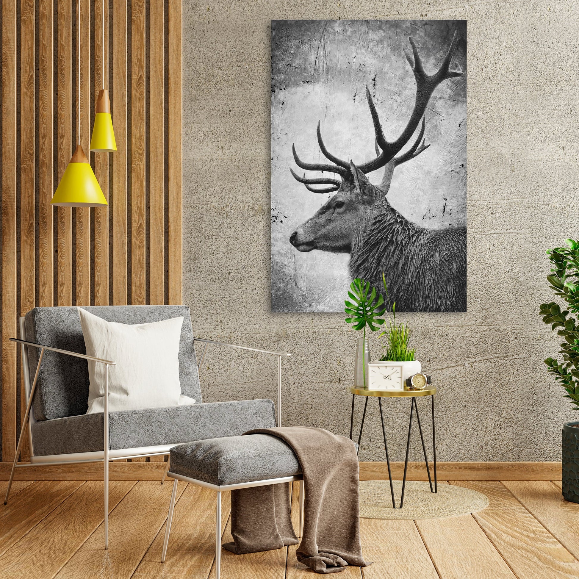Serene Deer in Monochrome Canvas Wall Art