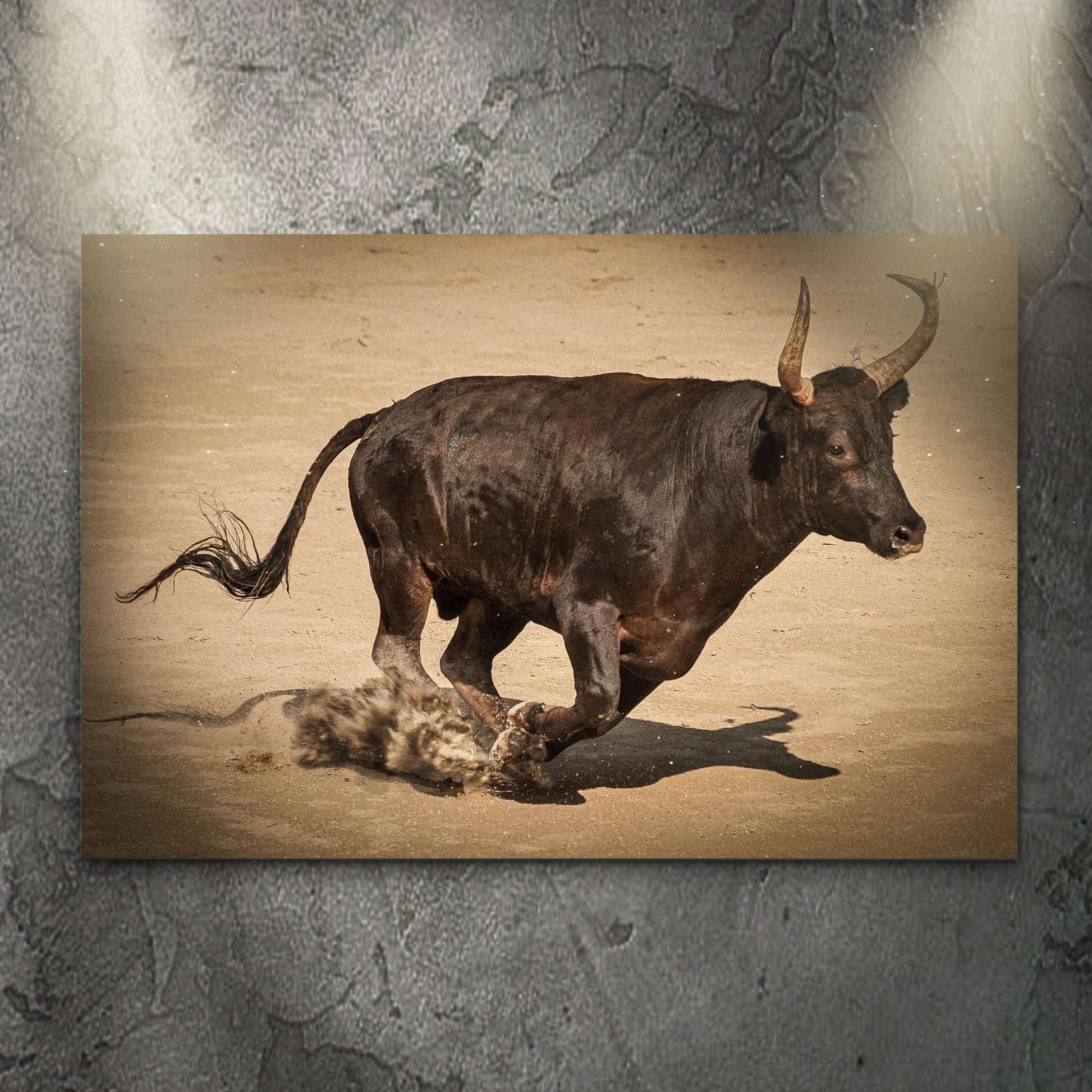 Bull Rush Charging Bull Canvas Wall Art