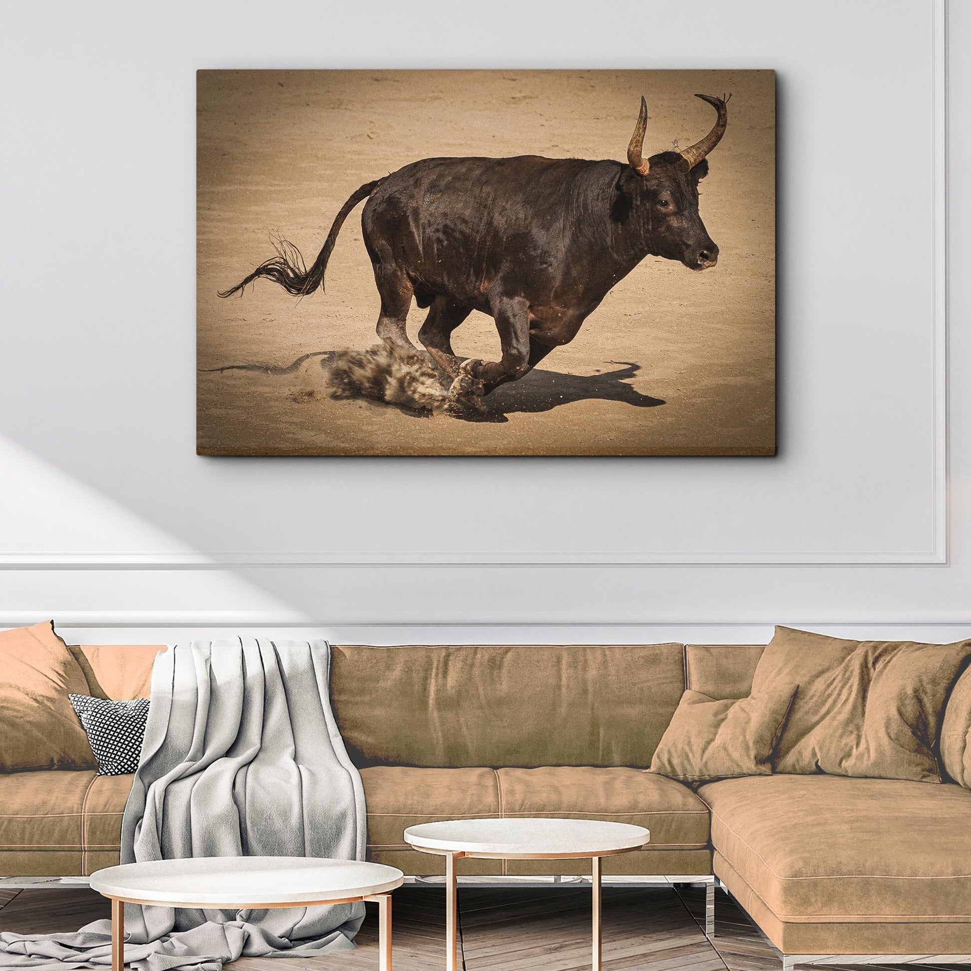 Bull Rush Charging Bull Canvas Wall Art