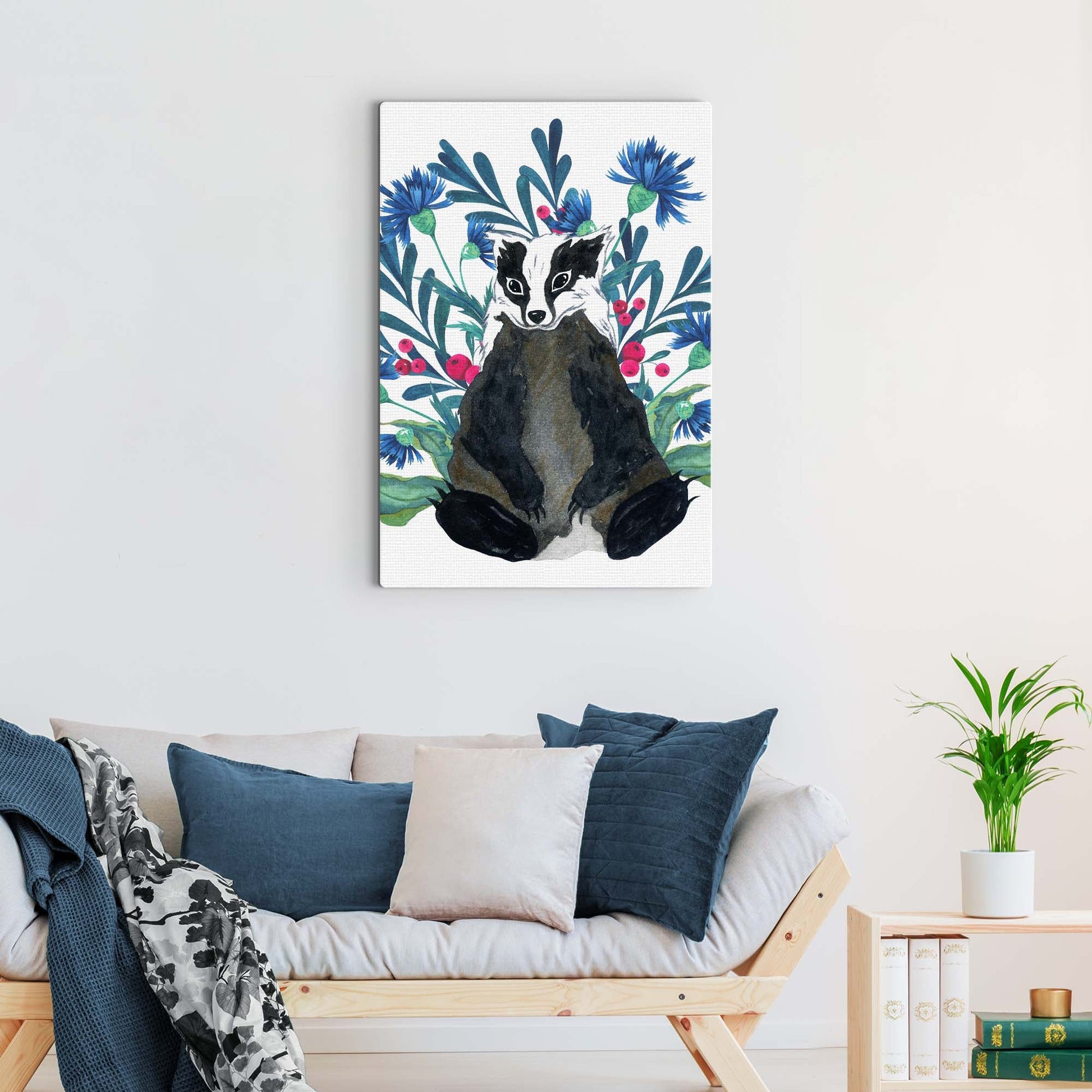 Forest Badger Enjoying Honey Canvas Décor